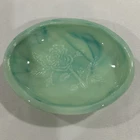 Avon Green Marbled Milk Glass Soap Dish 1970s Vintage