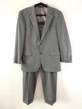Jos A Bank 2PC Pant Suit Men s 42R Gray Pinstripe Wool Cashmere Pants 36x28