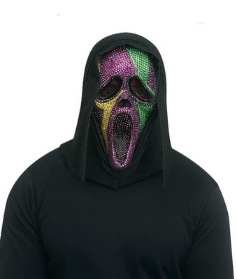 Fun World Ghost Face Mardi Gras Bling Full Mask- Officially Licensed- One...