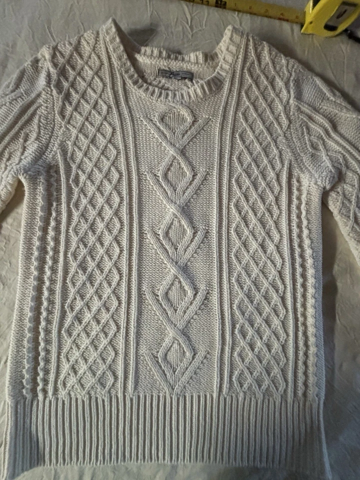 Bass Crewneck Fisherman Cable Knit Pullover Sweater 100% Cotton Size S Woman’s  - Image 3 of 4