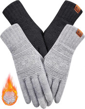 2 Pairs Winter Gloves for Men and Women Touch Screen Elastic Thermal Knit Lining