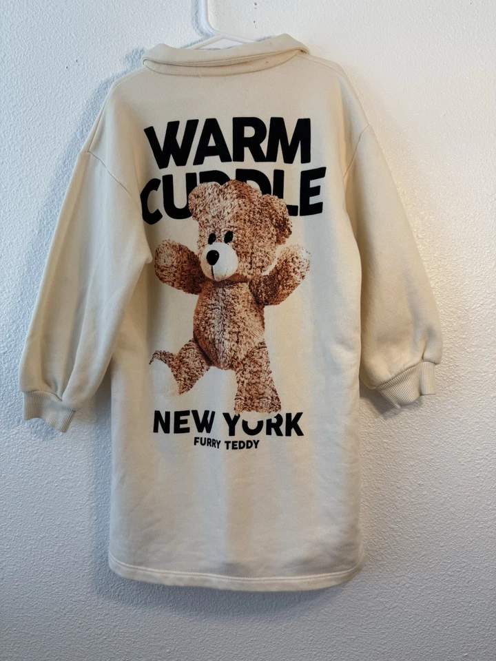 ZARA Kids Girls Faux fur sleeveless crewneck vest cream Size 7 - Image 2 of 4