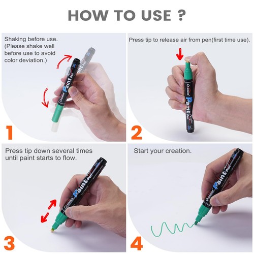 Overseas Green Paint Pens - Permanent Acrylic Markers 8 Pack, Water-Based, Qu... - Picture 7 of 7