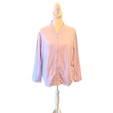 J Jill Light Purple Full Zip Long Sleeve Sweater Sweatshirt Mock Neck Large P