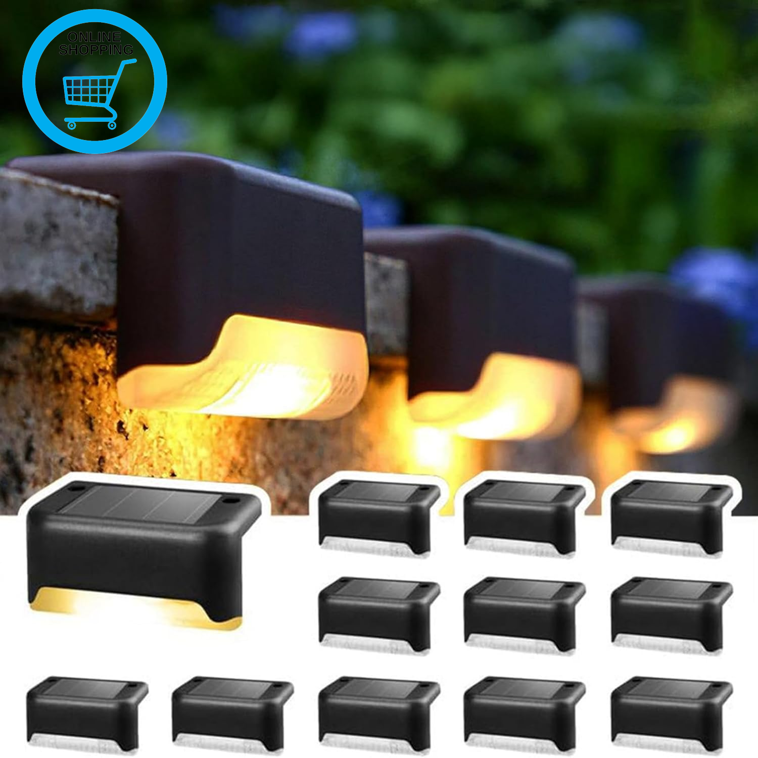 Solar Deck Lights,12-Pack,Waterproof Outdoor Step & Fence Lights, Warm White Sol