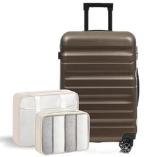 3pcs 24" Hardshell ABS Carry-On Luggage Suitcase Spinner Wheels 2 Packing Cubes