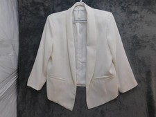MURAL Blazer Womens L White Shawl Lapel 3/4 Sleeve Lined Tailored Lightweight