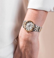 TISSOT WOMENS WATCH CARSON PREMIUM SILVER & GOLD TONE STRAP SILVER DIAL GENUINE