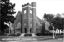Vintage First Baptist Church Shenandoah Iowa Black & White Postcard