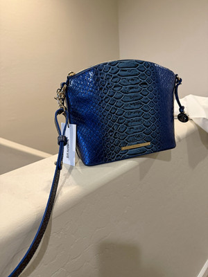 Brahmin Mini Duxbury Electric Blue Ateague Crossbody Bag Zip w/ Dust Bag NWT