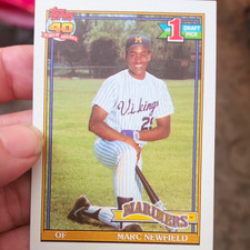 Topps 1991 Topps Marc Newfield Rookie Base #529 Seattle Mariners Baseball Card. rookie card picture