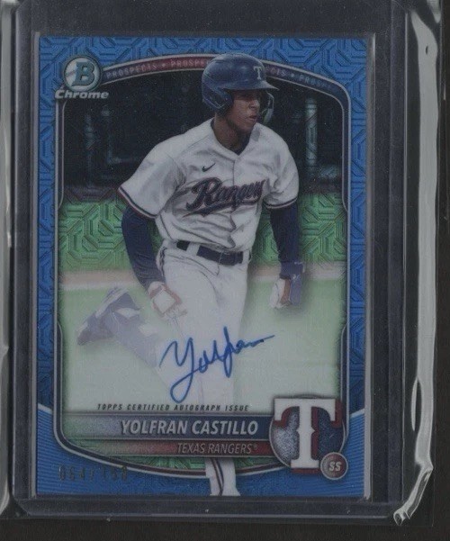 2025 Bowman Mega • Autograph • Yolfran Castillo • Blue Refractor • #'d /150 •