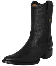 Mens Black Western Cowboy Boots Zipper Casual Dress Leather J Toe Hombre Vaquero