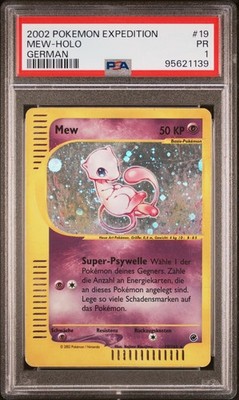 2002 POKEMON EXPEDITION #19 MEW HOLO PR GERMAN DEUTSCH PSA 1 LOW POP 1