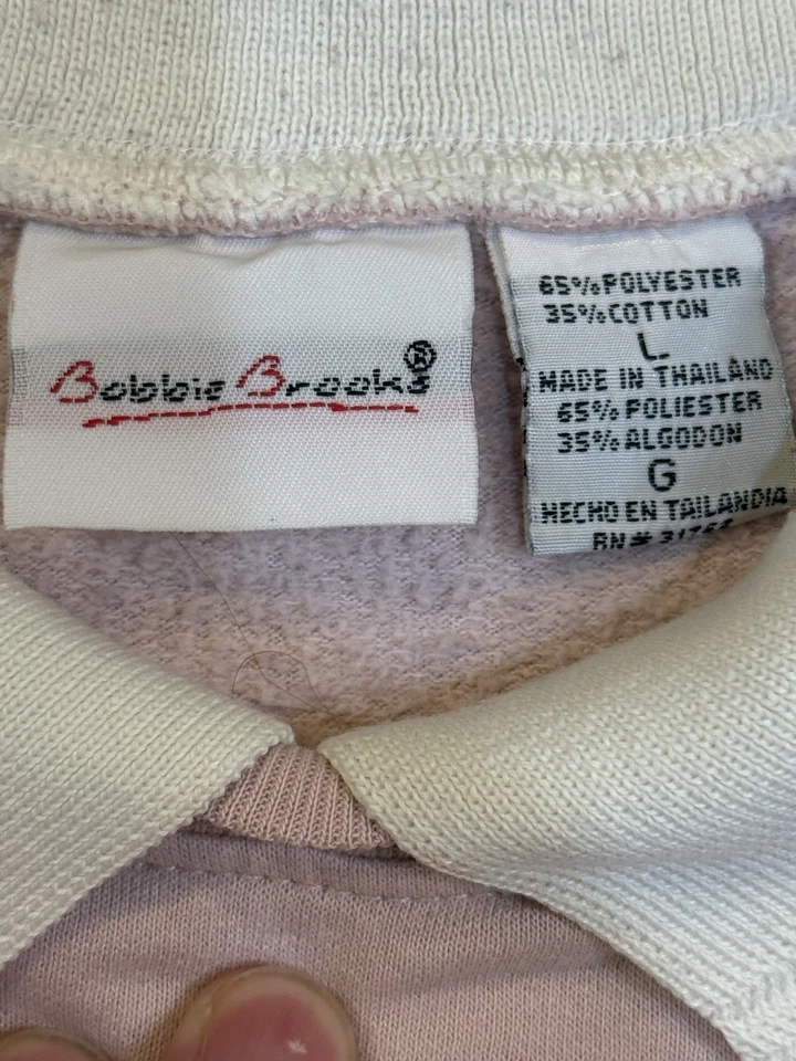 Sudadera De Colección Años 90 Bobby Brooks Rosa Bordado Cuello con Diseño de Gato Talla L Foto 3 de 4