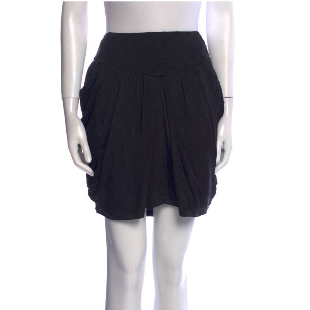 Saint Laurent minigonna di seta nera drappeggiata di design YSL MEDIUM