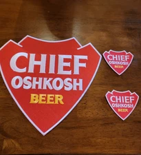 New:Set of 3:1 Large 9.5"/2  3"Embroidered Iron-On Chief Oshkosh Beer Patches