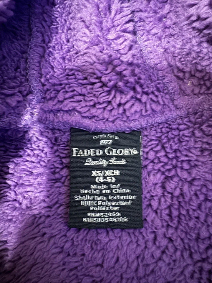 Niñas Desteñido Gloria Púrpura Vellón Forrado Chaqueta Invierno Abrigo Cremallera Con Capucha 4/5 Niña Foto 4 de 4