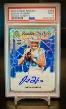 JUSTIN HERBERT 2020 Mosaic Football ROOKIE SCRIPTS Prizm Auto #RS4 PSA 9 ⚡️⚡️