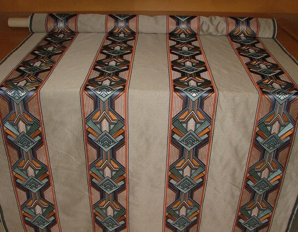 Art Deco Embroidered Gatsby Moonlight Jacquard Curtain Upholstery Cushion Fabric - Image 4 of 4