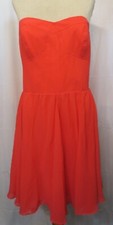 GUESS ~ Coral Chiffon Strapless Corset Fit & Flare Party Dress 12 NEW $118