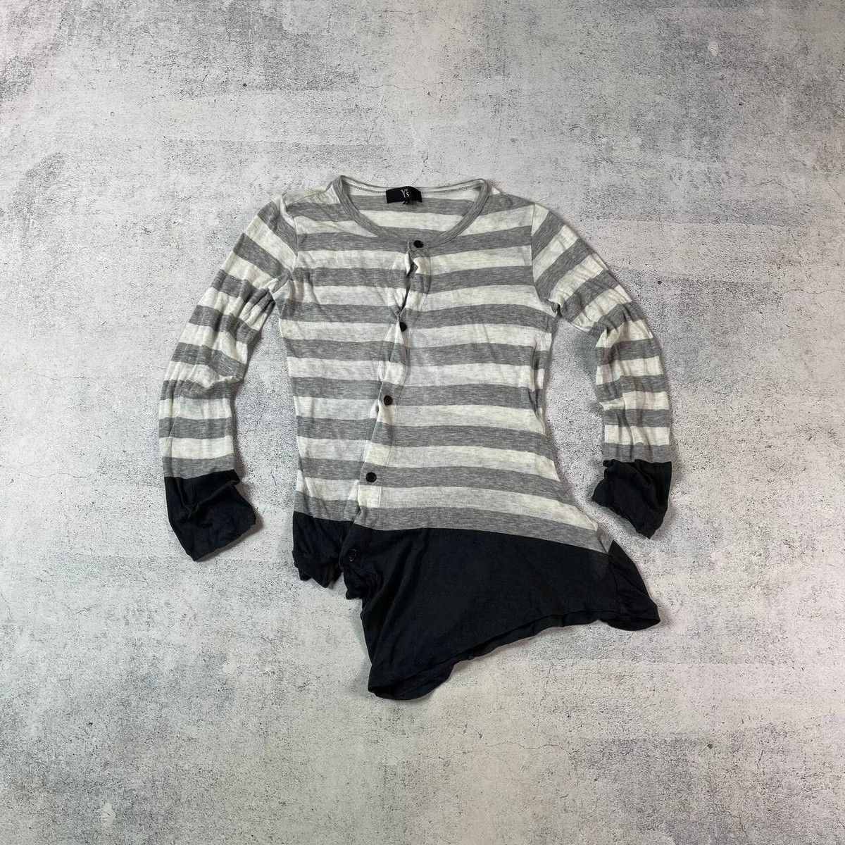 Yohji Yamamoto Y's Striped Asymmetric Button Cardigan Blouse Japan