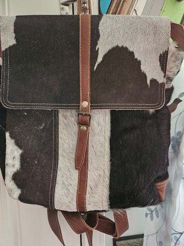 Myra Bag- Cow Print - Leather- Hair on Backpack- Gorgeous - Picture 2 of 8