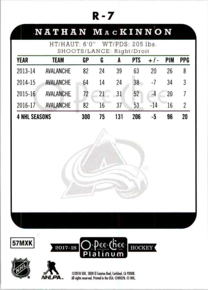 2017-18 O-Pee-Chee Platinum Retro Nathan MacKinnon #R7 - Image 2 of 2