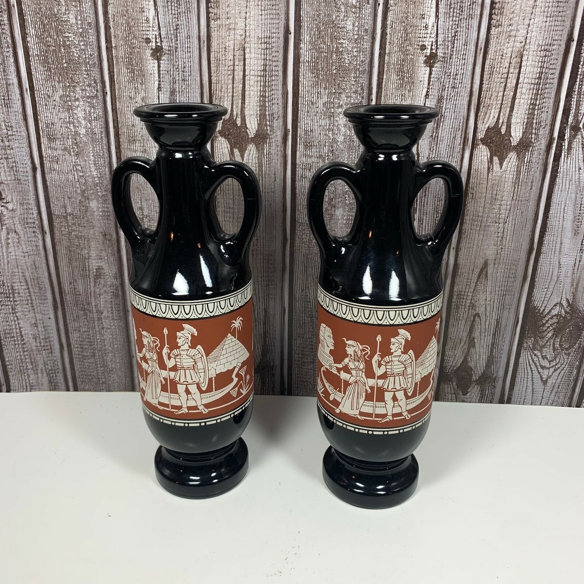 Lot of 2 Vintage Jim Beam Decanter Egyptian Style Vase 11in D-334