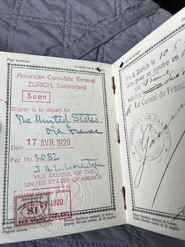 ANTICO LIBRETTO PASSAPORTO SVIZZERO,SUISSE,DATATO 1921 con francobolli scaduti - Foto 5 di 9