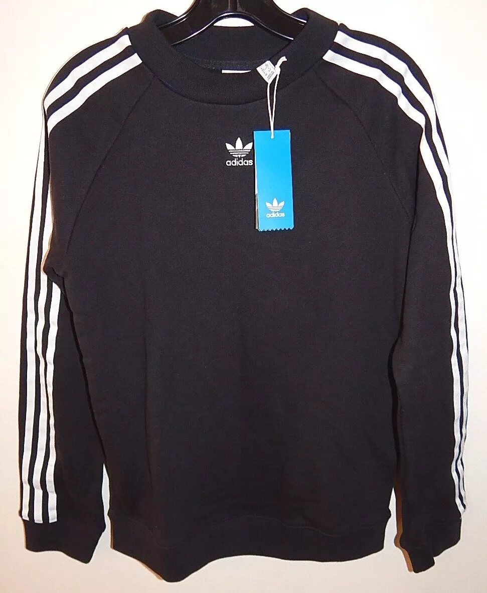 eBay CREW sz NEW TREFOIL WOMENS 100%COTTON | S ADIDAS SWEATSHIRT AUTHENTIC BLACK