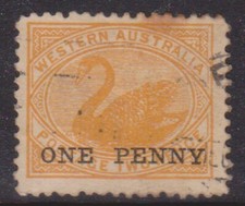 (F226-111) 1912 WA 1d O/P on 2d yellow Swan stamp(DK)