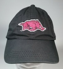 ARKANSAS RAZORBACKS Hat Black Baseball Cap Signatures Adjustable Fabric Strap