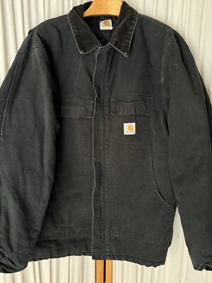 Carhartt C26 Black Full Zip Insulated Jacket Size 50 Large | eBay