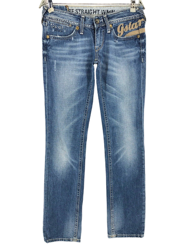 Pantalon Jean G-Star Vintage Délavé Bleu - Taille W27 L34 (36) Coupe Droite Stretch - Neuf Avec étiquettes