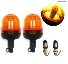 2x din Palo Montaggio LED Emergenza Stroboscopio Arancione Signal Luci Lampada