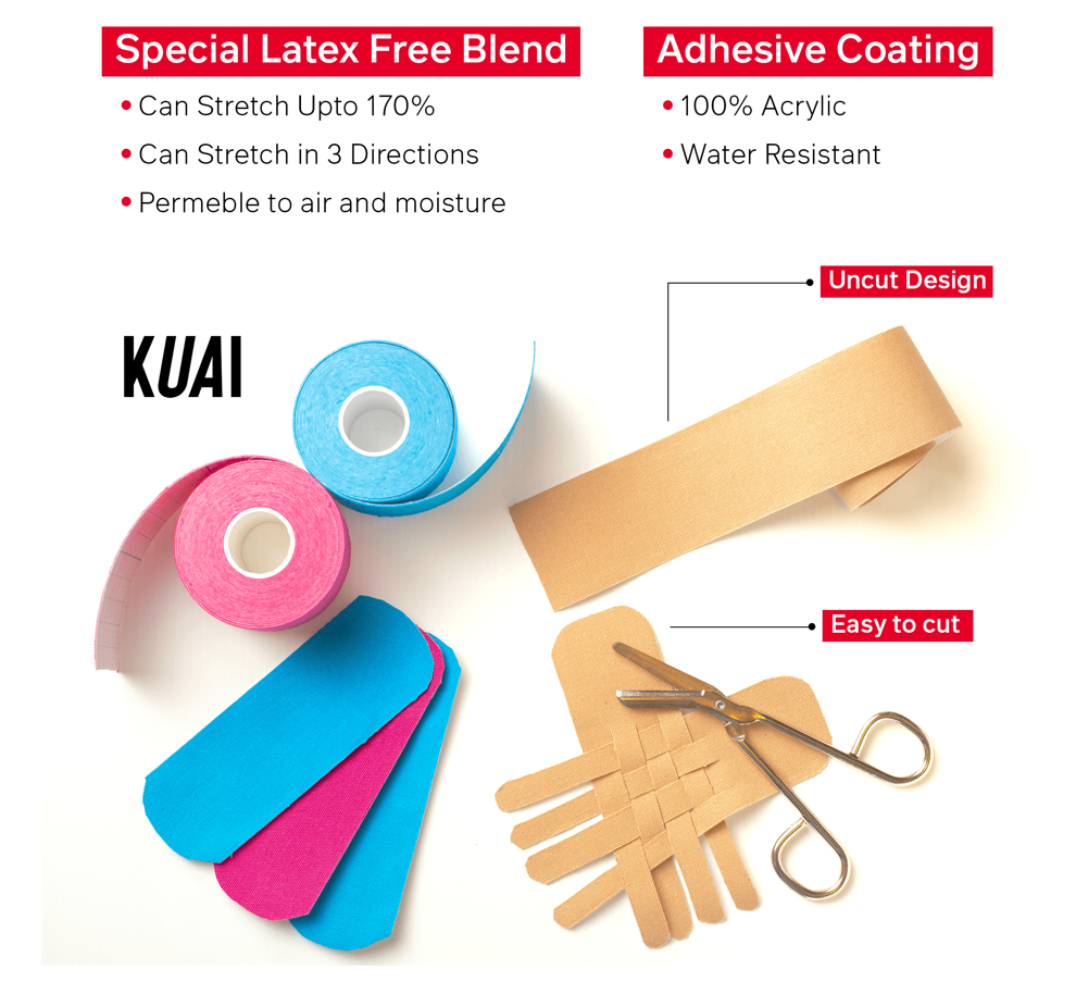 6 Rolls Kinesiology Tape (KT Tape) - 5cm X 5m Each, For Muscle Support & Sports Injury Recovery