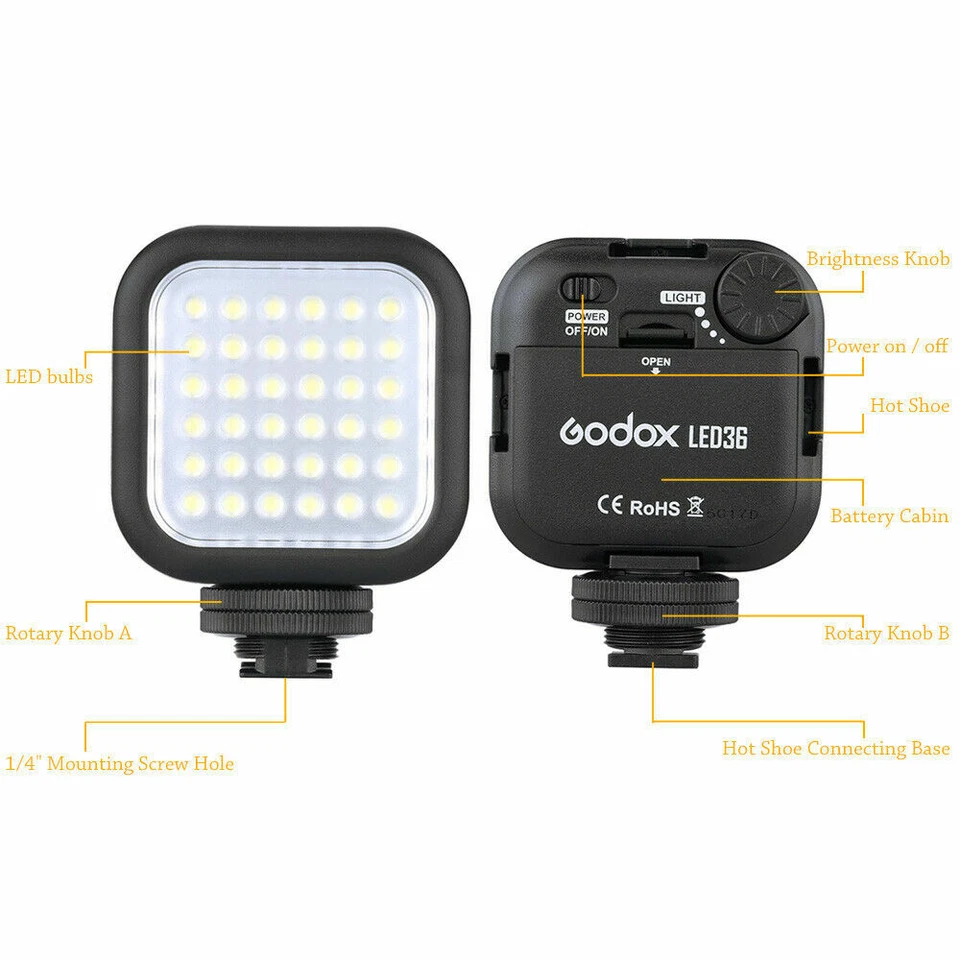 GODOX LED 36 Video Lamp Light for Canon Nikon DSLR Camera Camcorder DV - Image 4 of 4