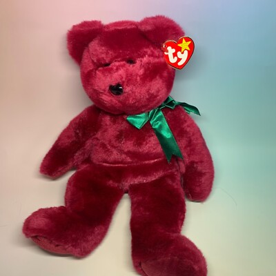 TY Beanie Babies Teddy RARE MAROON OLD FACE 1993 1st Gen ORIGINAL 9! Authentic