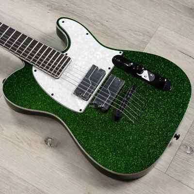 Carpenter Signed 7 Strings Green Sparkle Electric Guitar String Thru ...