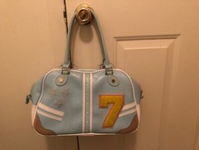 Vintage Nicky Hilton For Samantha Thavasa Sky Blue Seven Bowler Purse Large