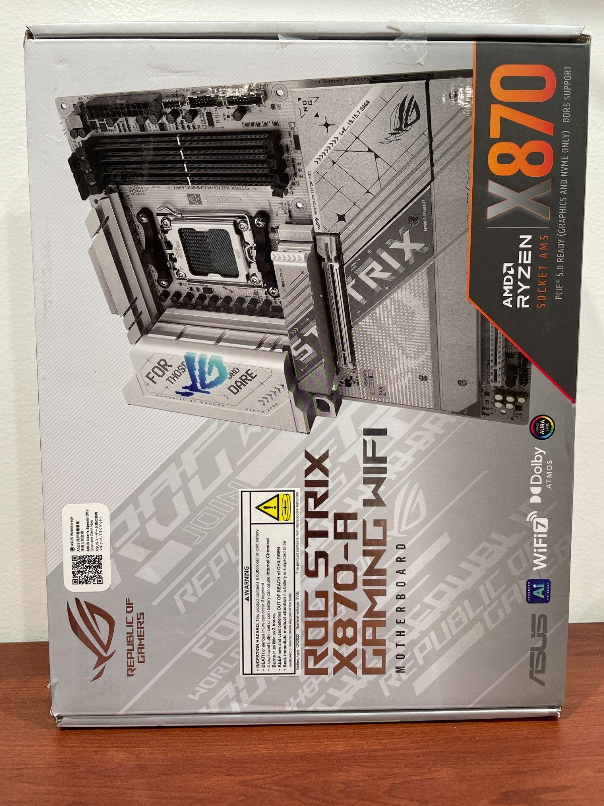 ASUS ROG STRIX X870-A GAMING WIFI AMD AM5 ATX motherboard with 16+2+2 power phases