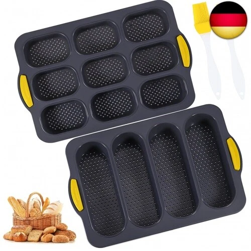 Frasheng Silikonform Brotbackform,2pcs Baguette Backform,Mini Baguette - Bild 1 von 7