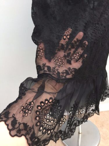 Robe jupe femme Kay Unger New York noire brodée genou haut taille 8 M neuve  - Photo 1/11