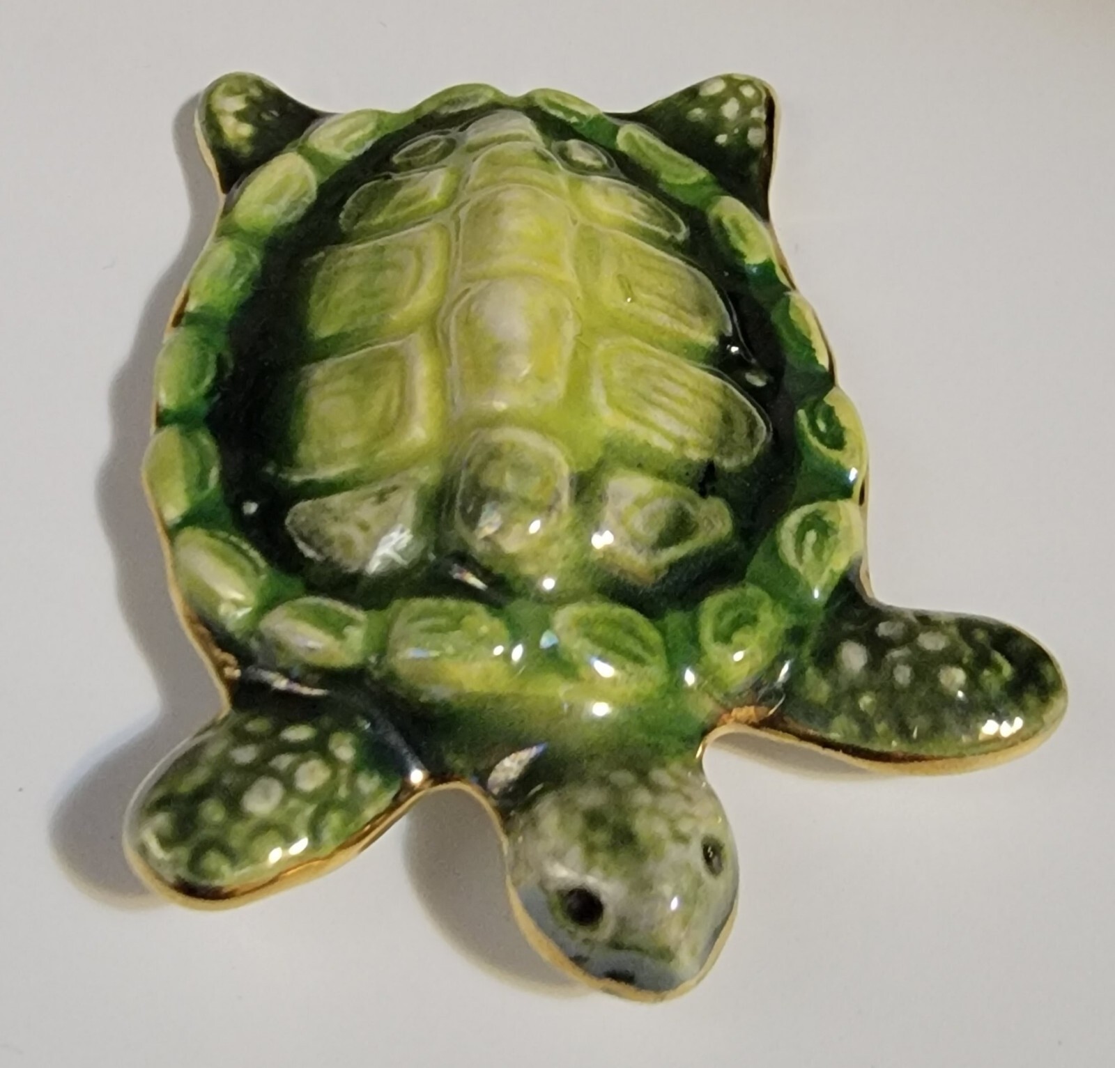 Artisan Turtle Brooch Ceramic 3" EUC Handmade Han… - image 3
