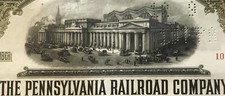 Vintage 1934 Pennsylvania Railroad $1,000 Gold Bond w/ Coupon Sheet