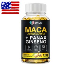 MACA ROOT Capsules 120 Pills Peruvian Maca Extract for Men Organic Vitamins