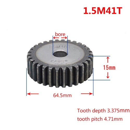 45# Ingranaggio a Spurone Acciaio 1.5M12T-60T Metal Mod 1.5 Pignone Ingranaggio 12-60 Denti Moter Gear - Foto 42 di 61