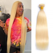 1 Bundle 613 Blonde Hair Brazilian Straight Remy Human Hair Weave Extension 50g