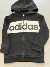 Adidas Sweatshirt Kids Boy's Small 8 Black Full Zip Chest Logo Casual Hoodie